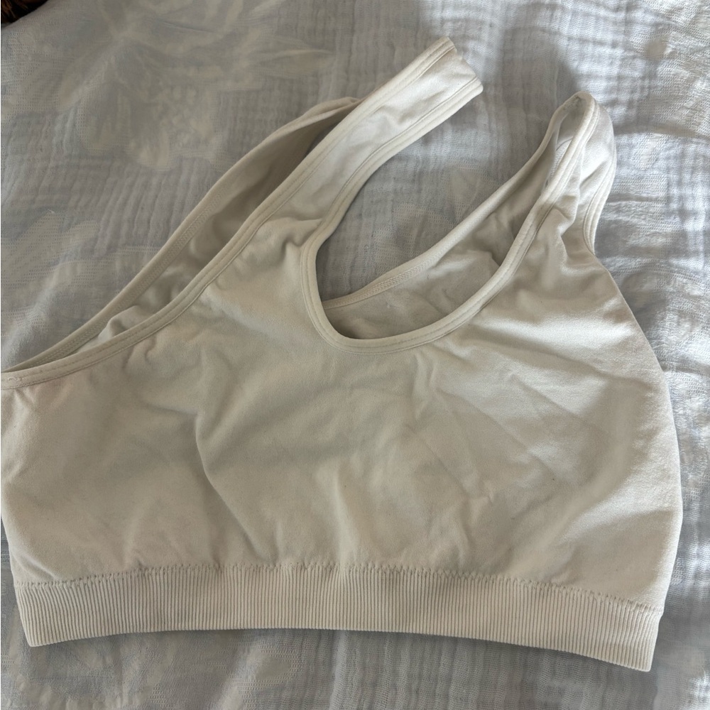 Forever 21 Cream Sports Bra Seamless Wireless Comfort